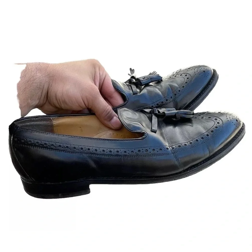 Johnston & Murphy Crown Aristocraft  Black Leather Tassel Loafers Men 10 D USA